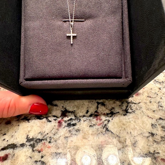 David Yurman Jewelry - Authentic David Yurman Diamond WG Cross Necklace 18”